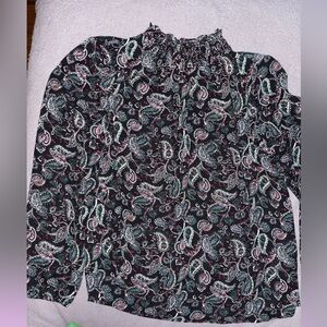 DR 2 size small black paisley print sheer blouse